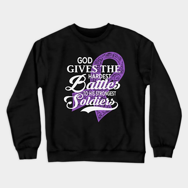 God Gives The Hardest Battles Strongest Soldiers Gastric Cancer Awareness Peach Ribbon Warrior Crewneck Sweatshirt by celsaclaudio506